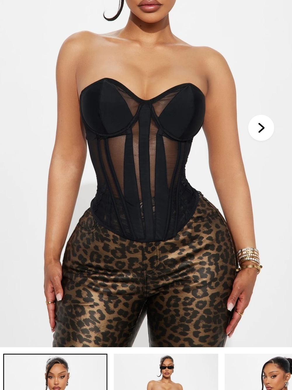FASHIONNOVA Zelia Mesh Corset Top